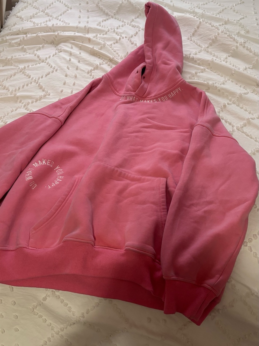 Women's Pink Hooded Pullover Sweatshirt with Subtle Circular Print